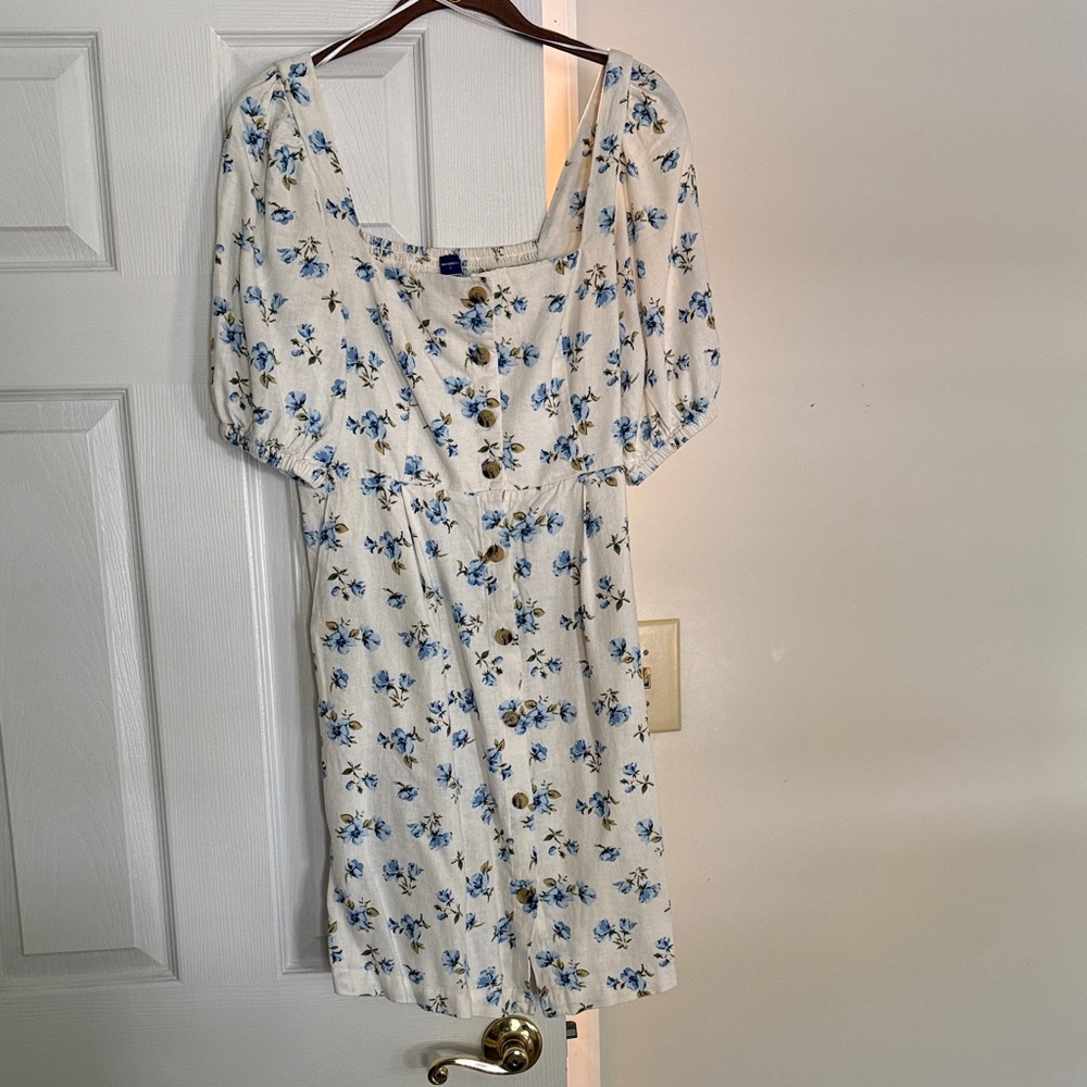 Old Navy White and Blue Floral Mini Dress MATERNITY